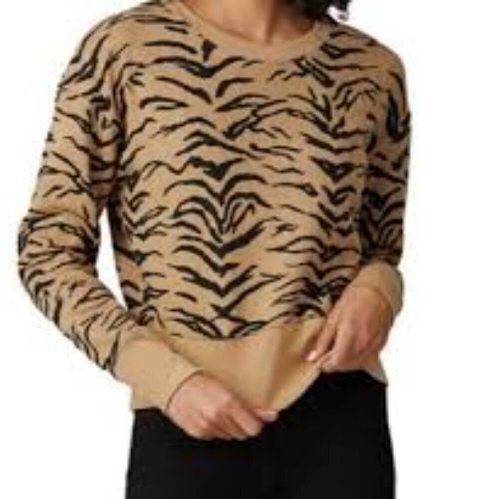 Madewell Tiger Stripe Cropped Sweatshirt - Size Small